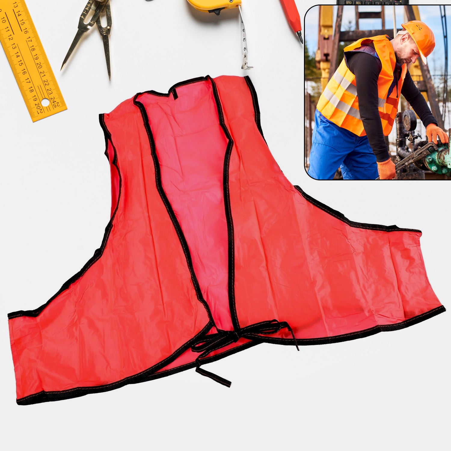 05_86f0cfbc-b969-46aa-b4cf-55e6dcec85af.jpg Economy PVC Safety Vest – Soft Vinyl, Tie Closure, High Visibility - Image 1