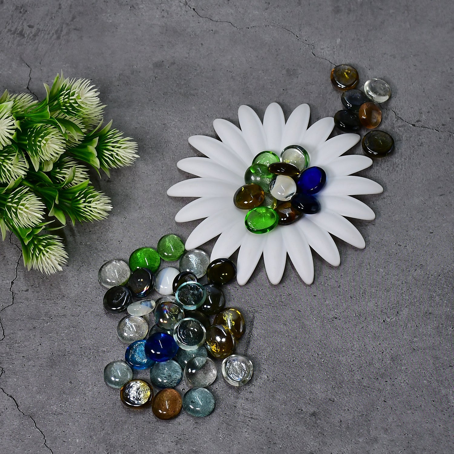 05_9245afa4-ffae-4d55-a35f-d5b398db4d23.jpg Glass Gem Stone, Flat Round Marbles Pebbles for Vase Fillers, Attractive pebbles for Aquarium Fish Tank. - Image 1