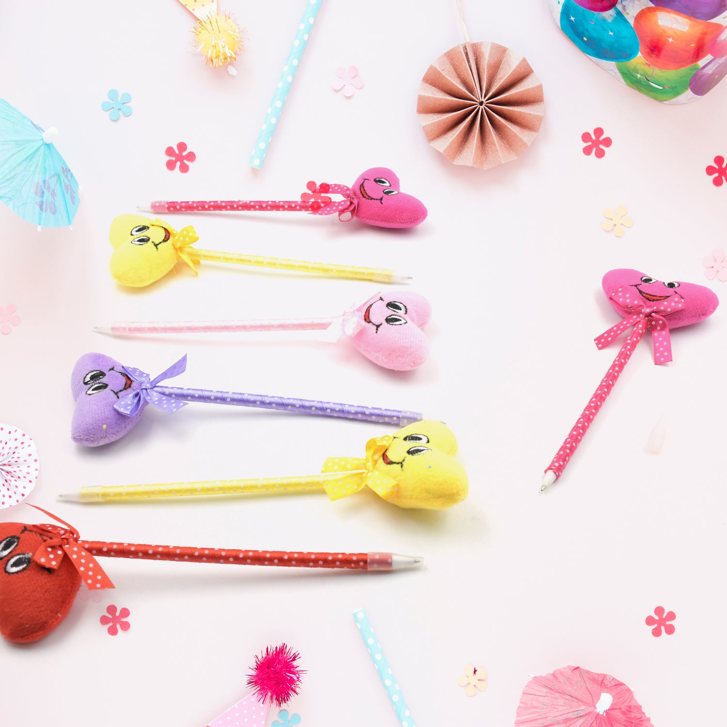 05_96aadede-6020-4e57-a73b-4f182c10a9c7.jpg Cute Cartoon Shape & Heart Design Facy Writting Pen Attached Rattle | Ball Pen Smooth Writing For Wedding , Events & Multiuse Pen Best Pen l Use for Kids (12 Pcs Set Mix Design & Color) - Image 1