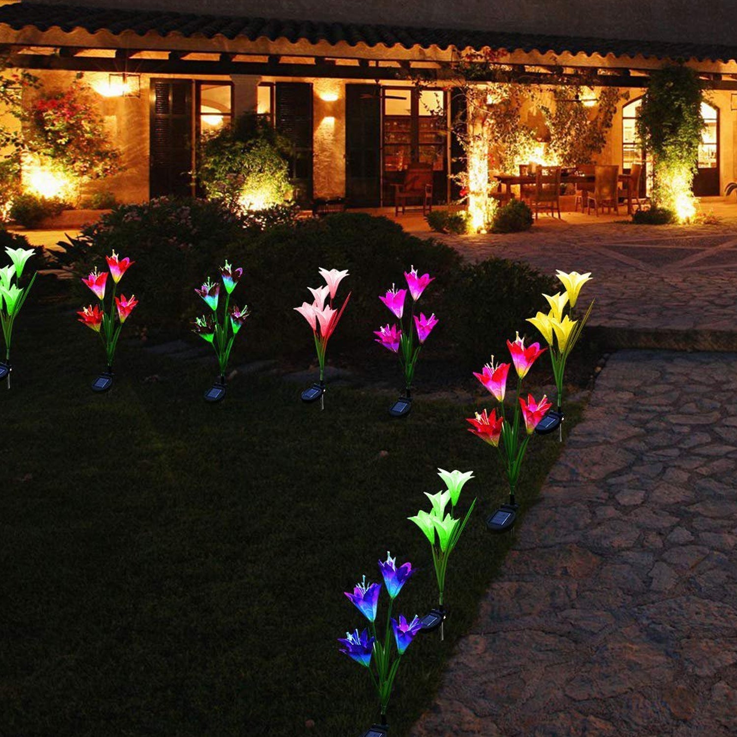 05_a2d459f1-a0cb-48a0-ba35-9193e27f33f0.jpg Waterproof Outdoor Solar Lily Flower Stake Lights ( Pack Of 2 pcs ) - Image 1
