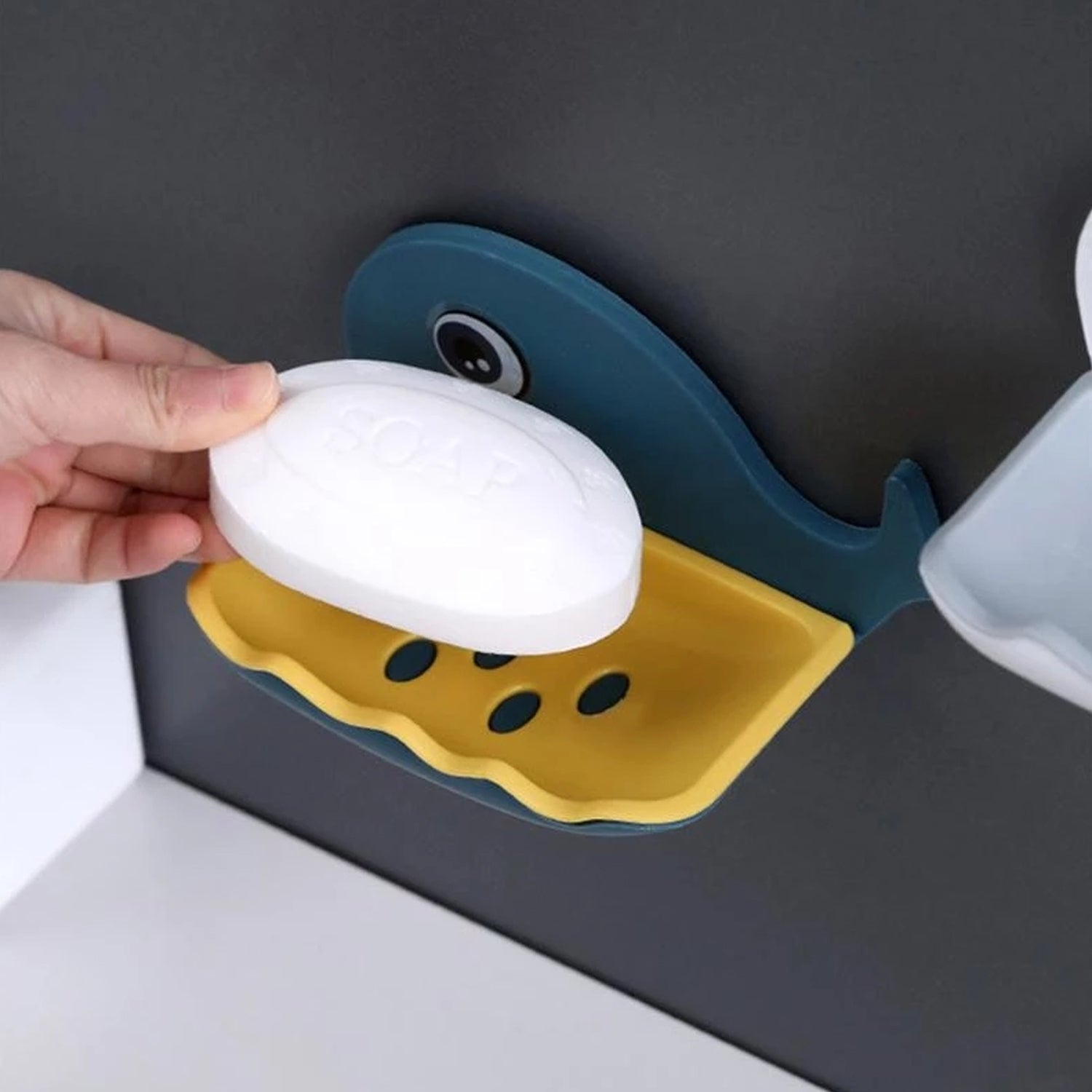 05_d213ec90-4011-414c-9136-96db174725e0.jpg Fish Shape Wall-Mounted Double Layer Soap Holder for Bathroom & Kitchen - Image 1