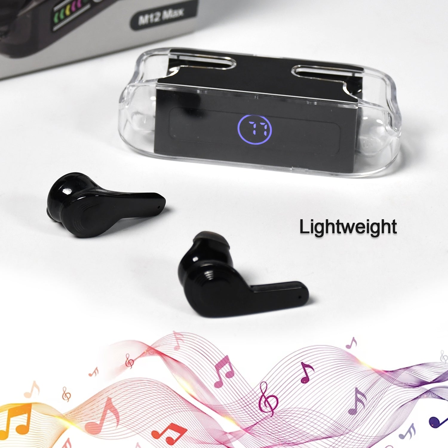 05_eea997e4-ab37-43e2-9977-bd78ffefe476.jpg M12 Max Wireless Earbuds, Black Touch Control Bluetooth - Image 1