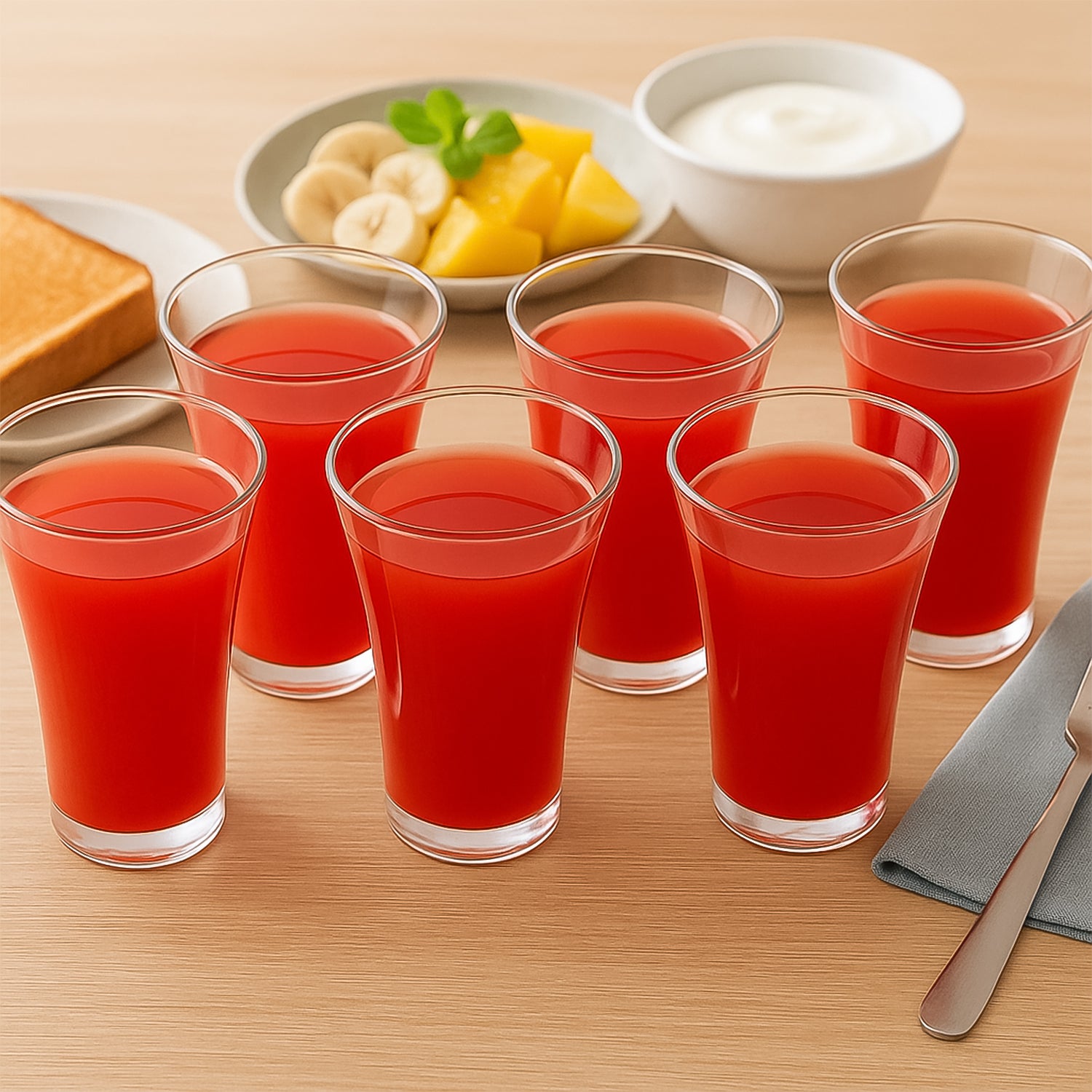 0630_juicy_glass.jpg Stylish look Plastic Juicy Glass, Transparent Glasses Set 300ml (6pcs) - Image 1