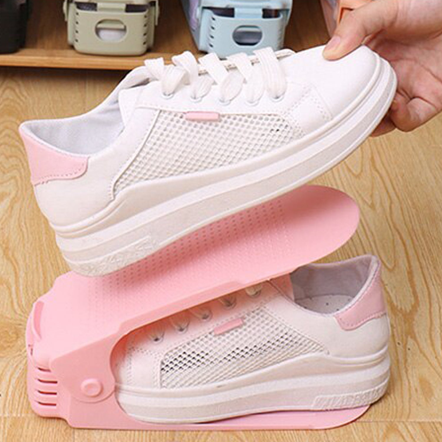 06_98f43a7a-28e3-43cf-b776-d29cdf196400.jpg ADJUSTABLE FOLDING SHOE SLOTS ORGANIZER. - Image 1