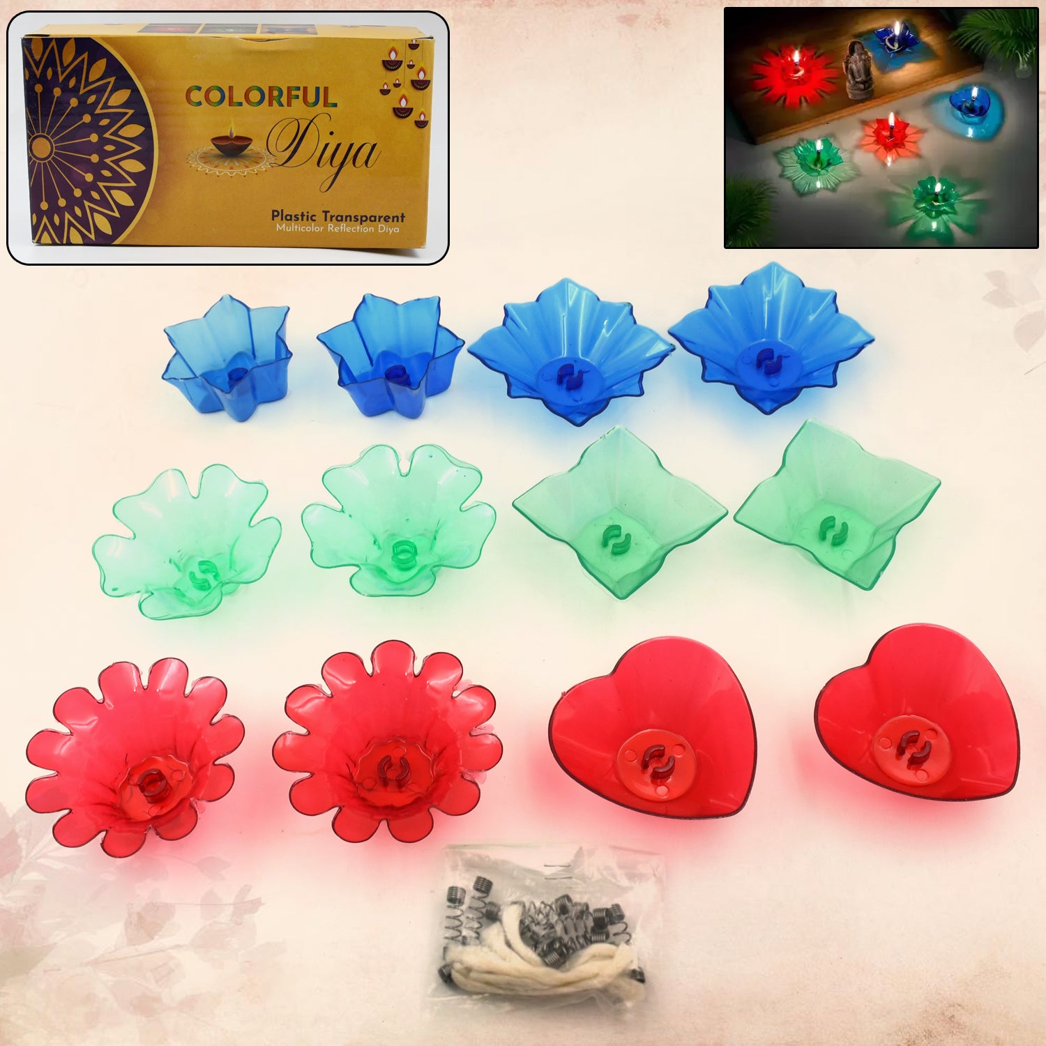 07_50902d14-618c-4698-a220-dfcff3e958d5.jpg Magical Reflection Diya Set with 6 Attractive Design Cup Set Of 12 Pieces, Diwali - Image 1