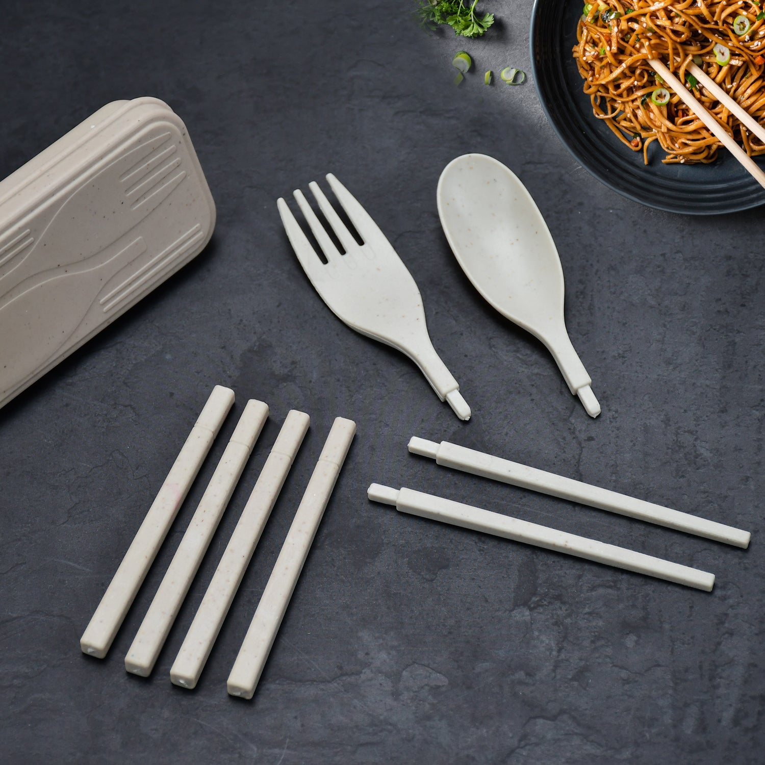 07_b048d8d4-4117-46dc-b15c-f3edad10265c.jpg Spoon, Fork, Chopsticks Dinnerware Set 3 Pc - Image 1