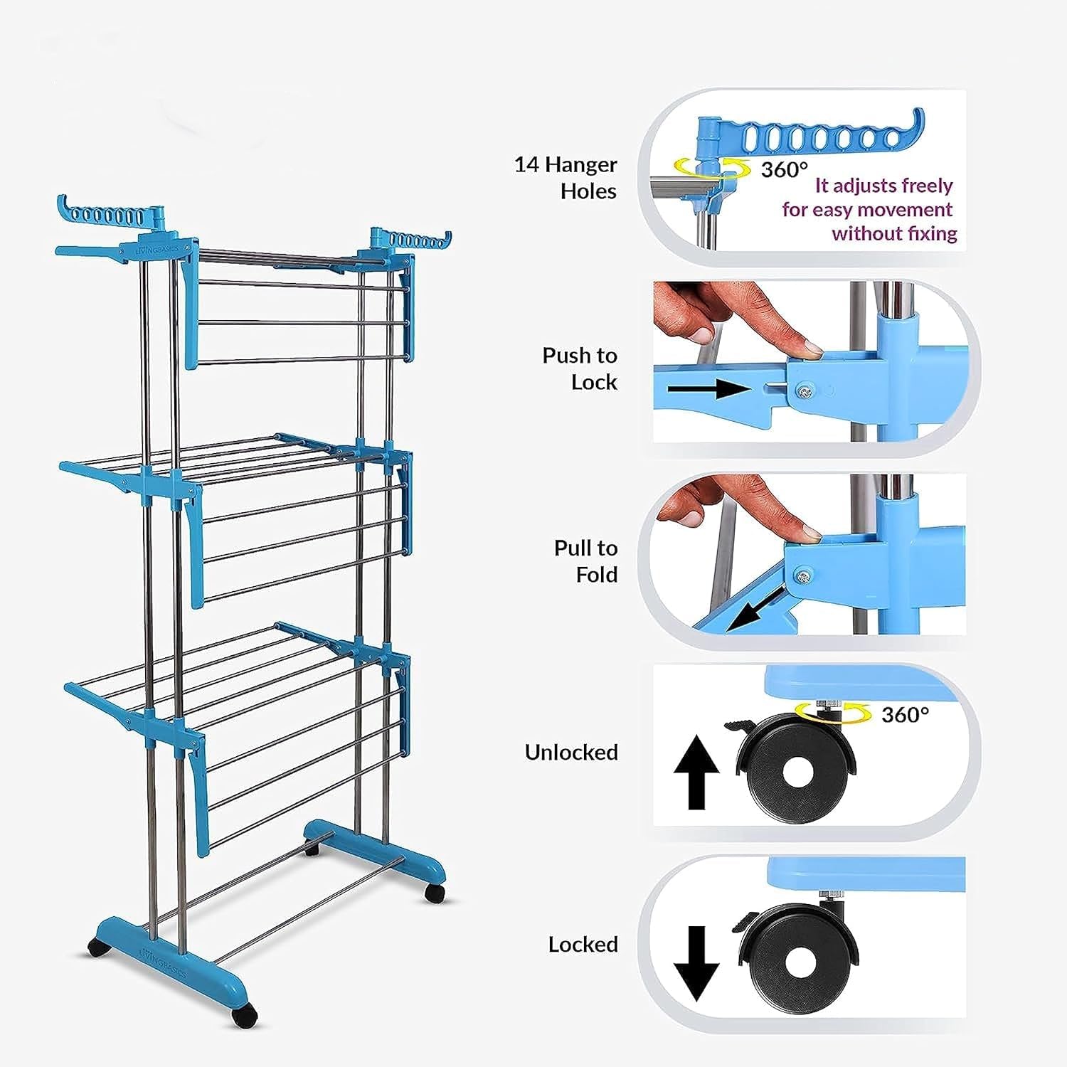 07_ea697b72-e90f-4b70-beea-6d410543c231.jpg Stainless Steel Cloth Drying Stand - Image 1