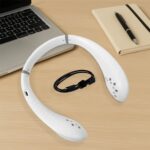 Portable USB Rechargeable Neck Fan – Wearable, 3 Speeds, Headphone Design