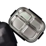 Black Transparent 4 Compartment Lunch Box