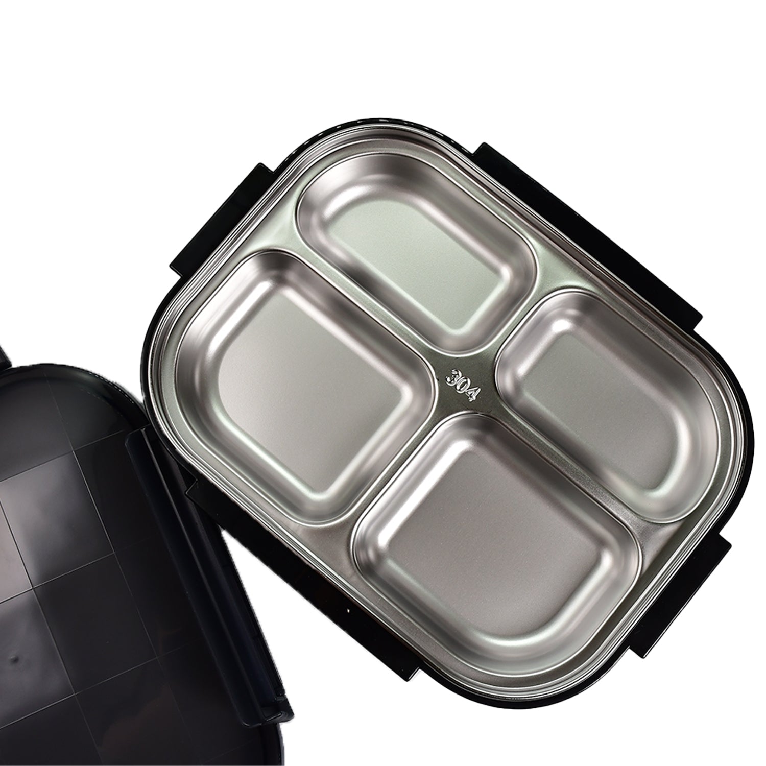 08_5566e0f2-c700-4c5f-913d-02faf4773f2a.jpg Black Transparent 4 Compartment Lunch Box - Image 1