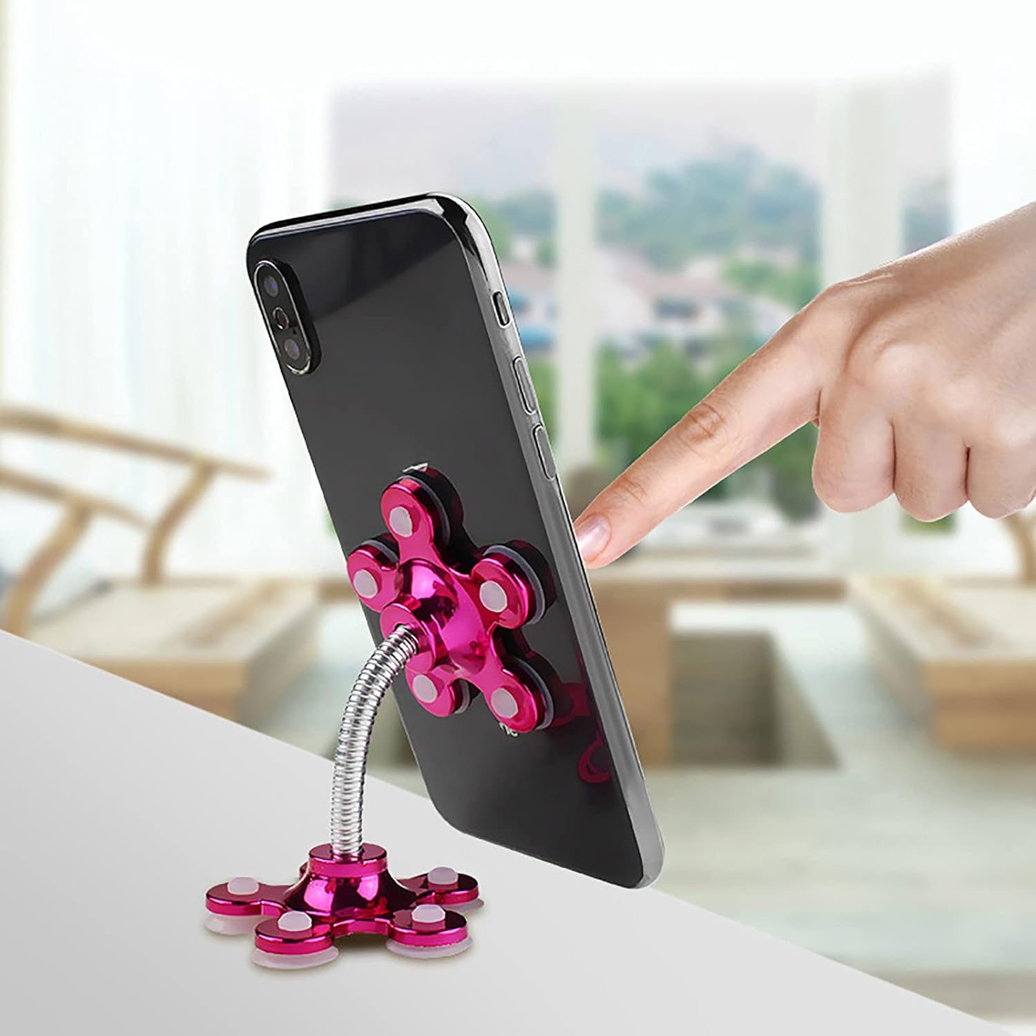 08_deba66fe-644c-4564-80d2-13f7dbdae3e3-1.jpg Phone Holder 360° Rotatable Multi-Function Double-Sided Suction MOQ 6 Pc - Image 1