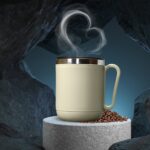 Ganesh Stainless Steel Coffee Mug with heat resistant mug lid. Approx 400Ml mug