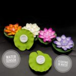 Water Floating Smokeless Candles & Lotus Flowers Sensor Led TeaLight (Pack of 6)