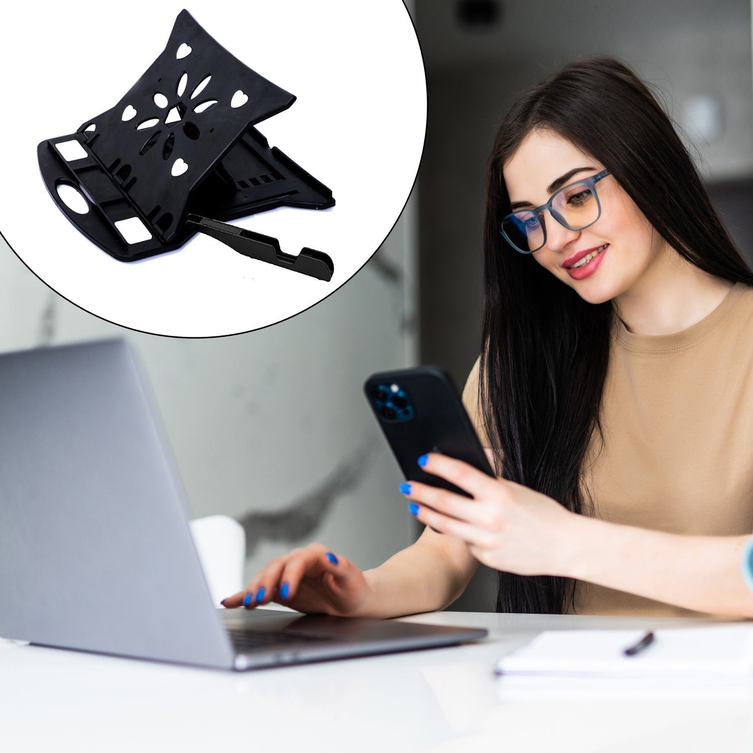 09_9f8bd5ba-6213-4c80-9b1b-3a7a701592cc.jpg Adjustable Laptop Stand Patented Riser. With Portable Mobile Stand - Image 1
