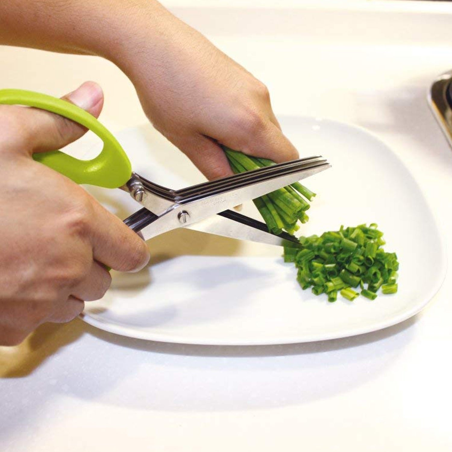 10_65d0bb93-854a-46f2-ba79-502d4c3aac03.jpg Multifunction Vegetable Stainless Steel Herbs Scissor with 3 Blades - Image 1