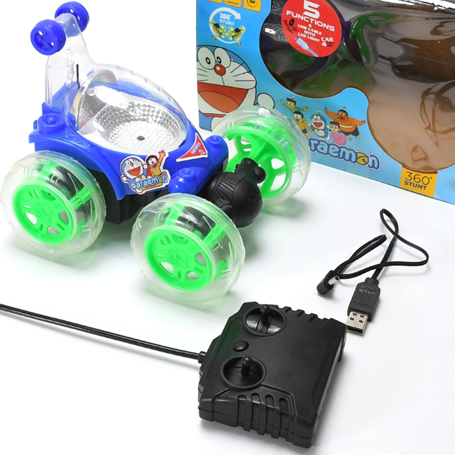 10_d1a4e0f0-176a-453f-9dcc-f868dc36f71b.jpg Rechargeable 360° Stunt Remote Control Car with 3D Lights & Music for Kids - Image 1