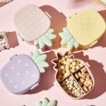 Kids Lunch Box Cute Pineapple Shaped Bento Box with Fork Spoon Office Lunch Box (1 Pc )