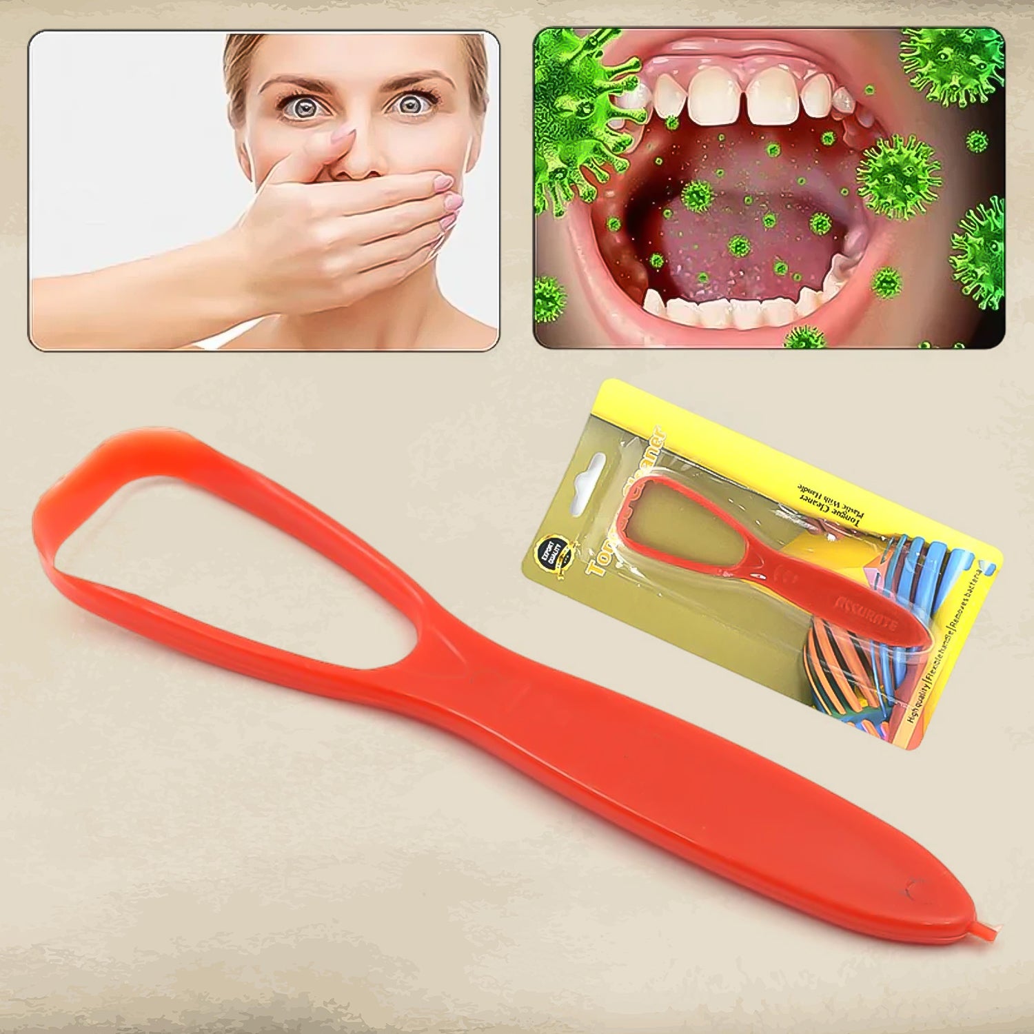 12596_pla_tongue_cleaner_with_handle.jpg Plastic Tongue Cleaner For Kids & Adults | Tongue Scraper For Bad Breath, Maintain Oral Hygiene for Daily Use | for Fresh Breath & Bacteria Removal | Improved Taste Plastic With Handle Tongue Cleaner (1 Pc ) - Image 1