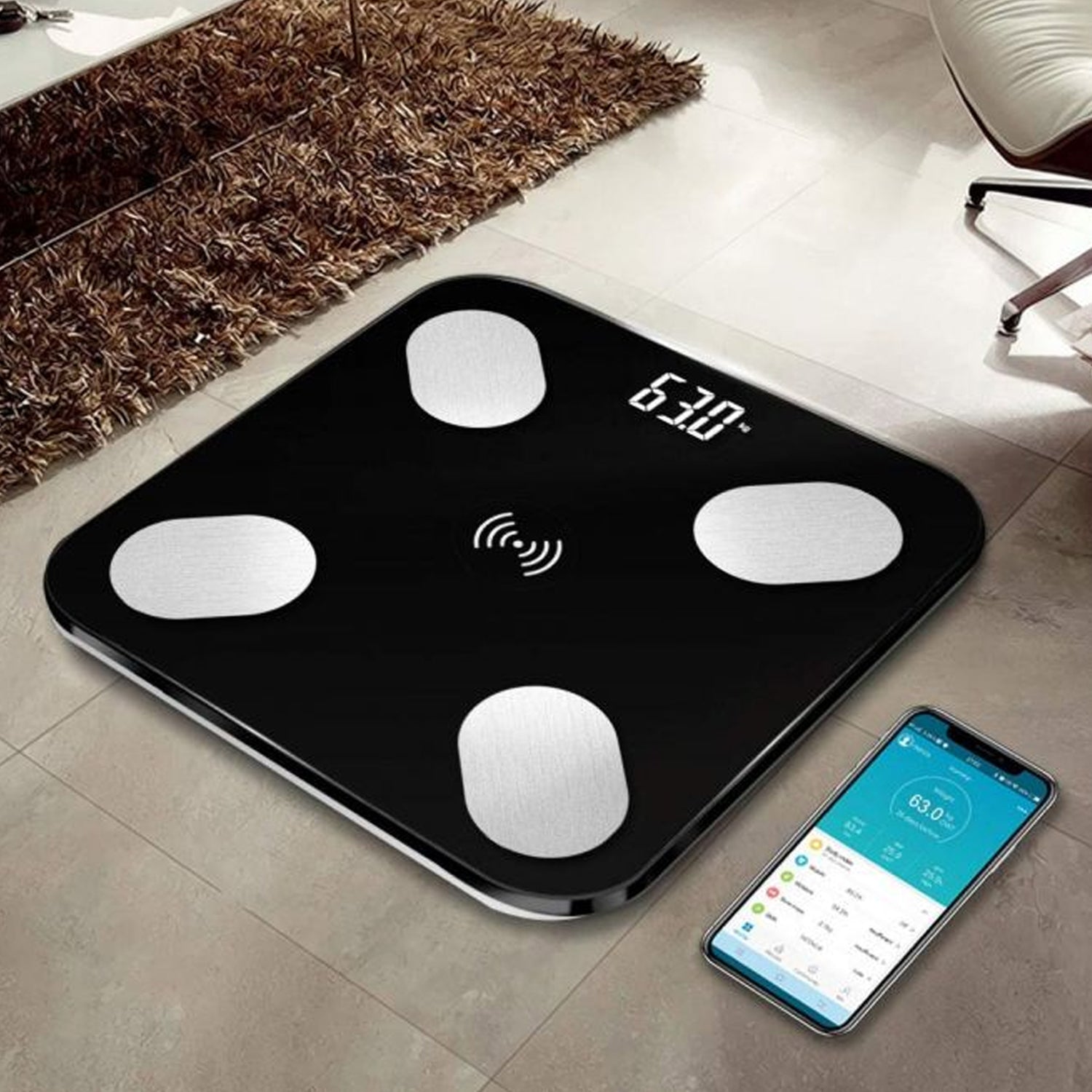 13_7b630df0-684a-4487-baa9-37c555c0750e.jpg Bluetooth Body Fat Scale Digital Smart Body Weight Scale iOS and Android App to Manage Body Weight, Body Fat, Water, Muscle Mass, BMI, BMR, Bone Mass and Visceral Fat with BMI Scale - Image 1