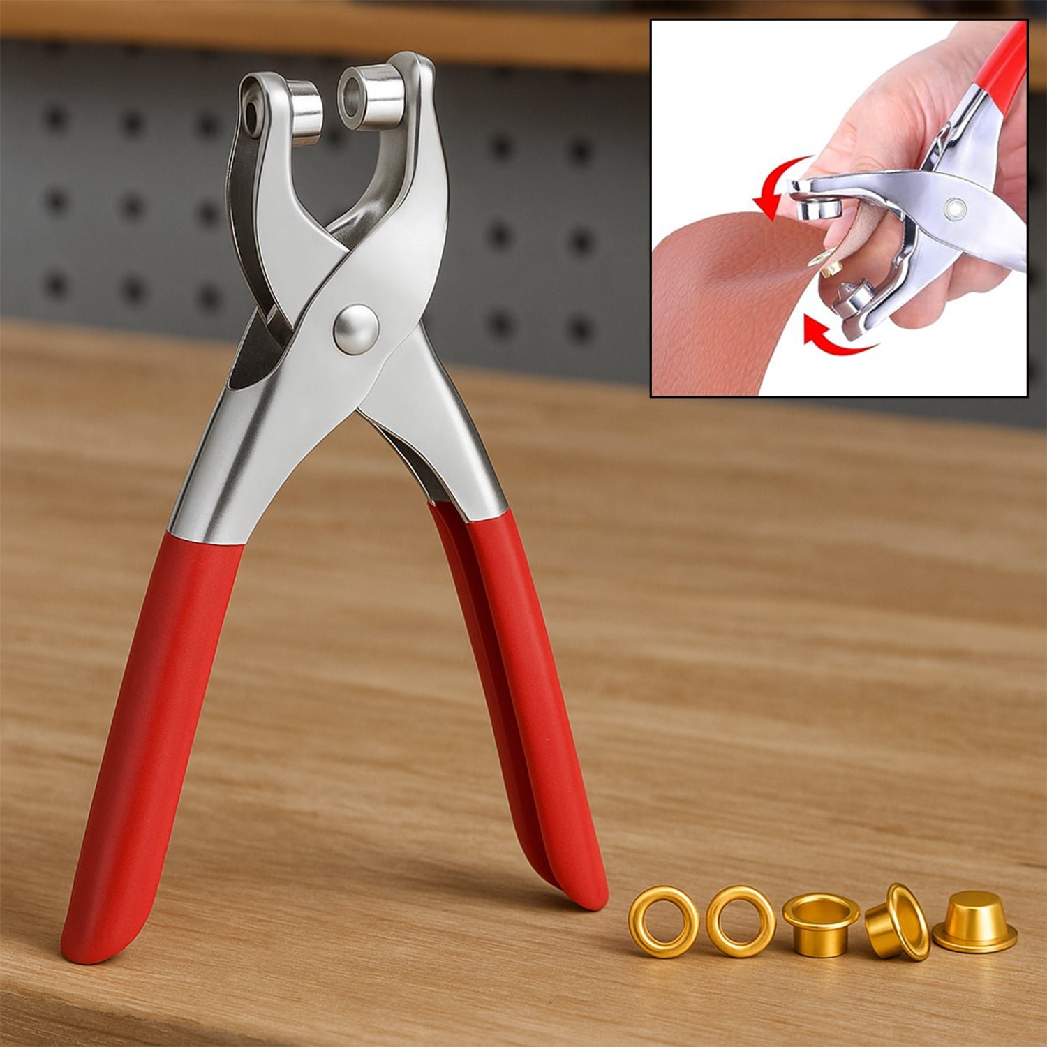 1593_grommet_setting_tool_1pc.jpg Grommet Setting Tool with 25 PCS Gold Eyelets Grommets Steel Hole Punch - Image 1