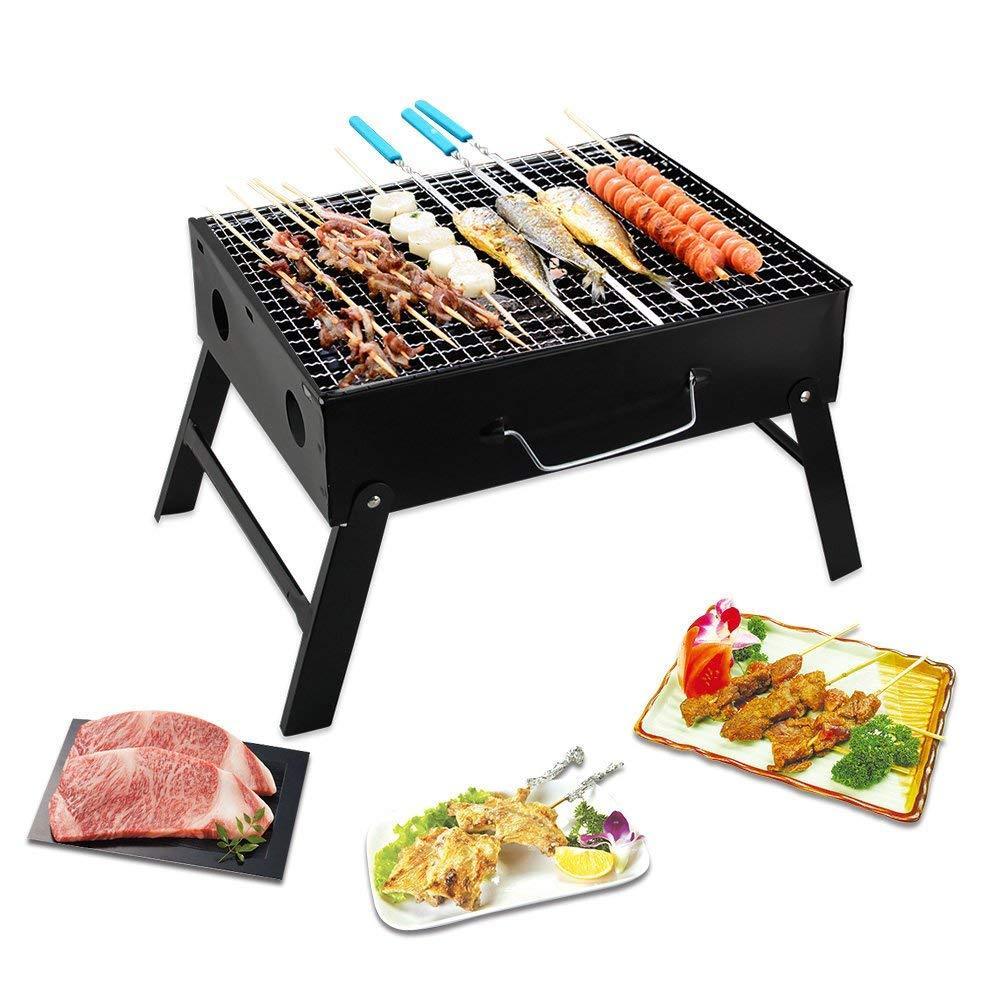 1_2cedbcbd-e049-4bd7-8f34-a4abfaf4b55c.jpg Folding Barbeque Charcoal Grill Oven (Black, Carbon Steel) - Image 1