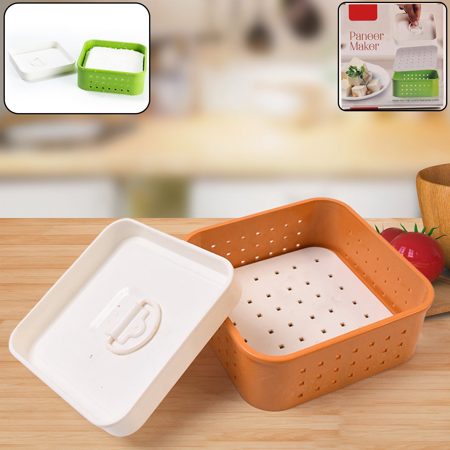 1_bac12b81-4705-437a-95ce-8ab65c1a7c3f.jpg Square Shape Paneer Maker with Lid, Tofu & Sprouts Mould - Image 1