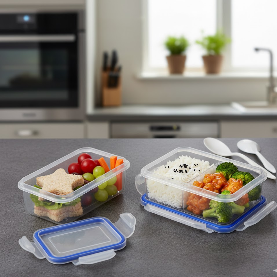 20559.png Multipurpose Air Tight 4 Side Lock Food Grade Lunch Box With Small Square Container - Image 1