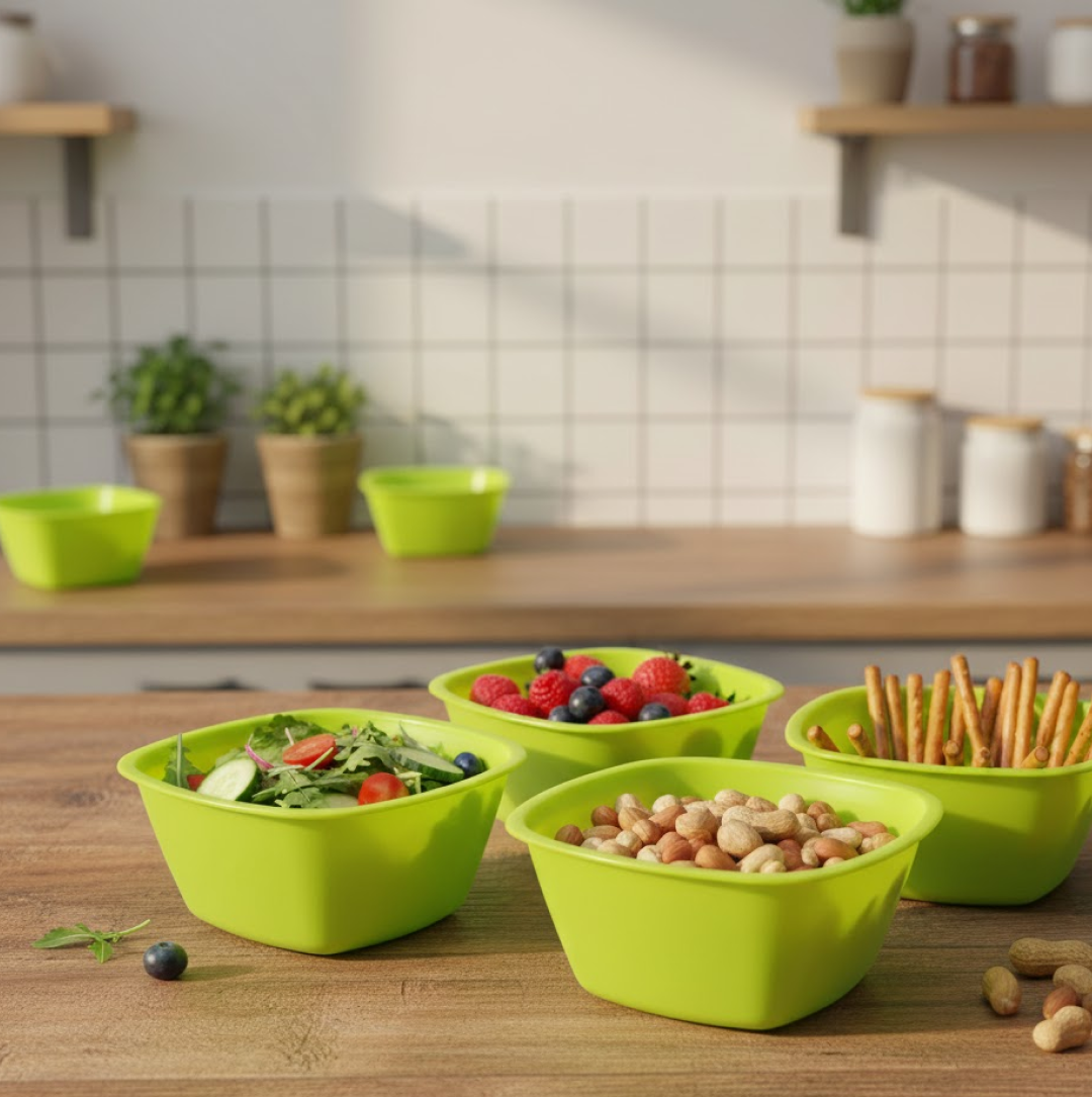 2092621383.png Square Plastic Bowl For Serving Food (Pack of 4) - Image 1