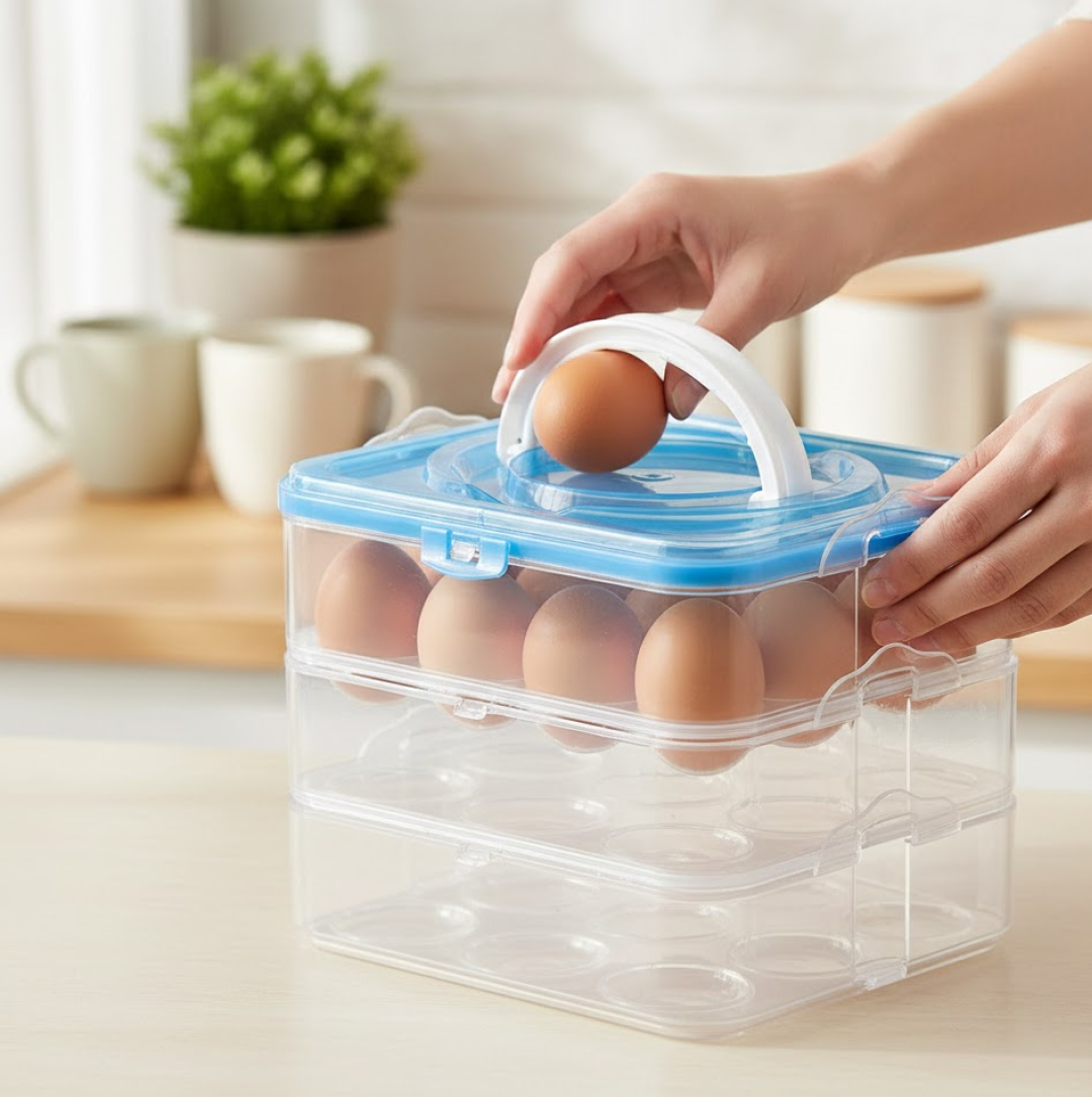 2092621398_fff083ff-6dac-46d6-abac-8e058b85f7ea.png 3-Layer Plastic Refrigerator Egg Storage Box (36 Grid) - Image 1