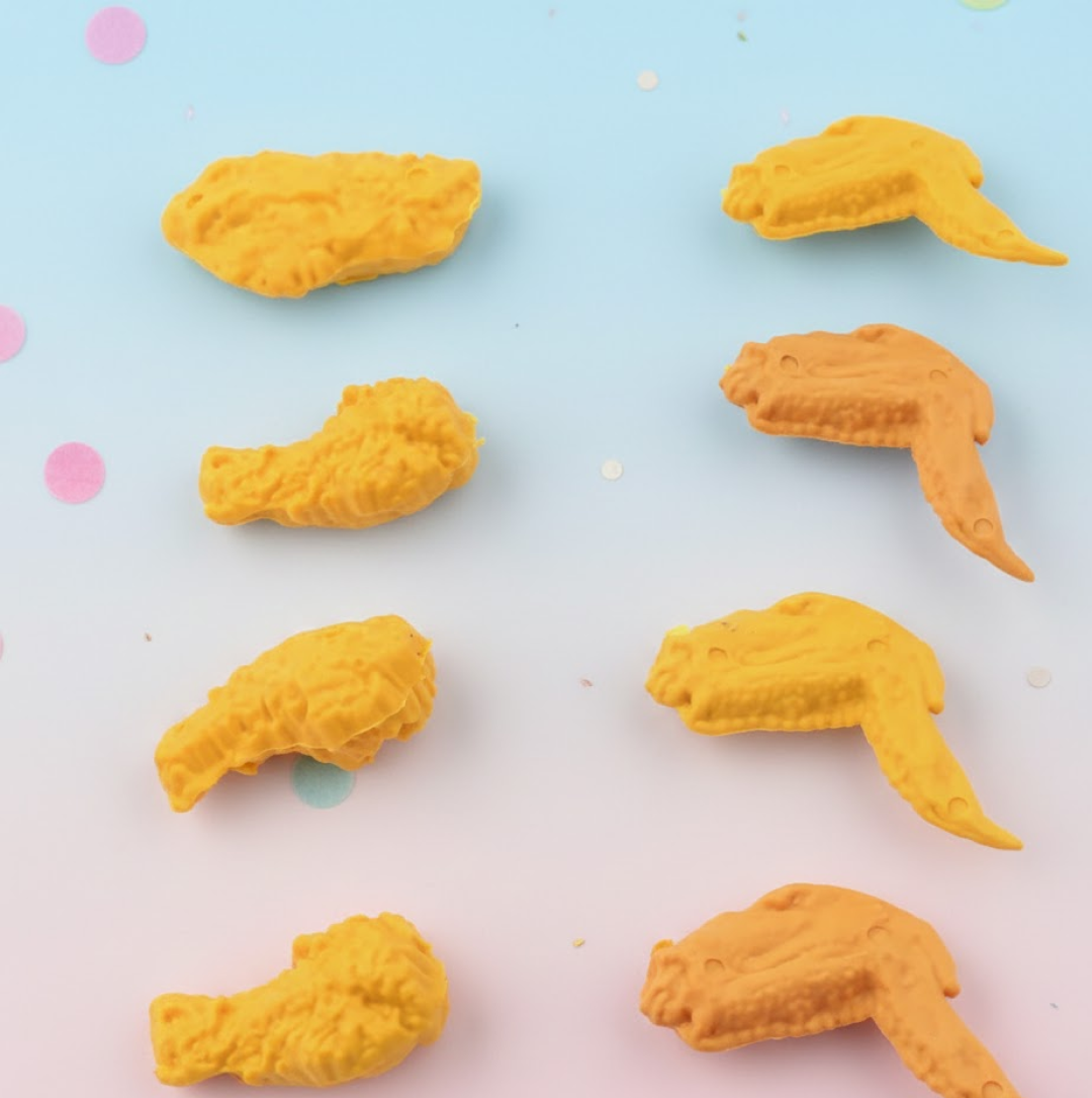 2092621739.png Cute Chicken Wing & Leg Erasers for Kids & Students (8 Pc Set) - Image 1