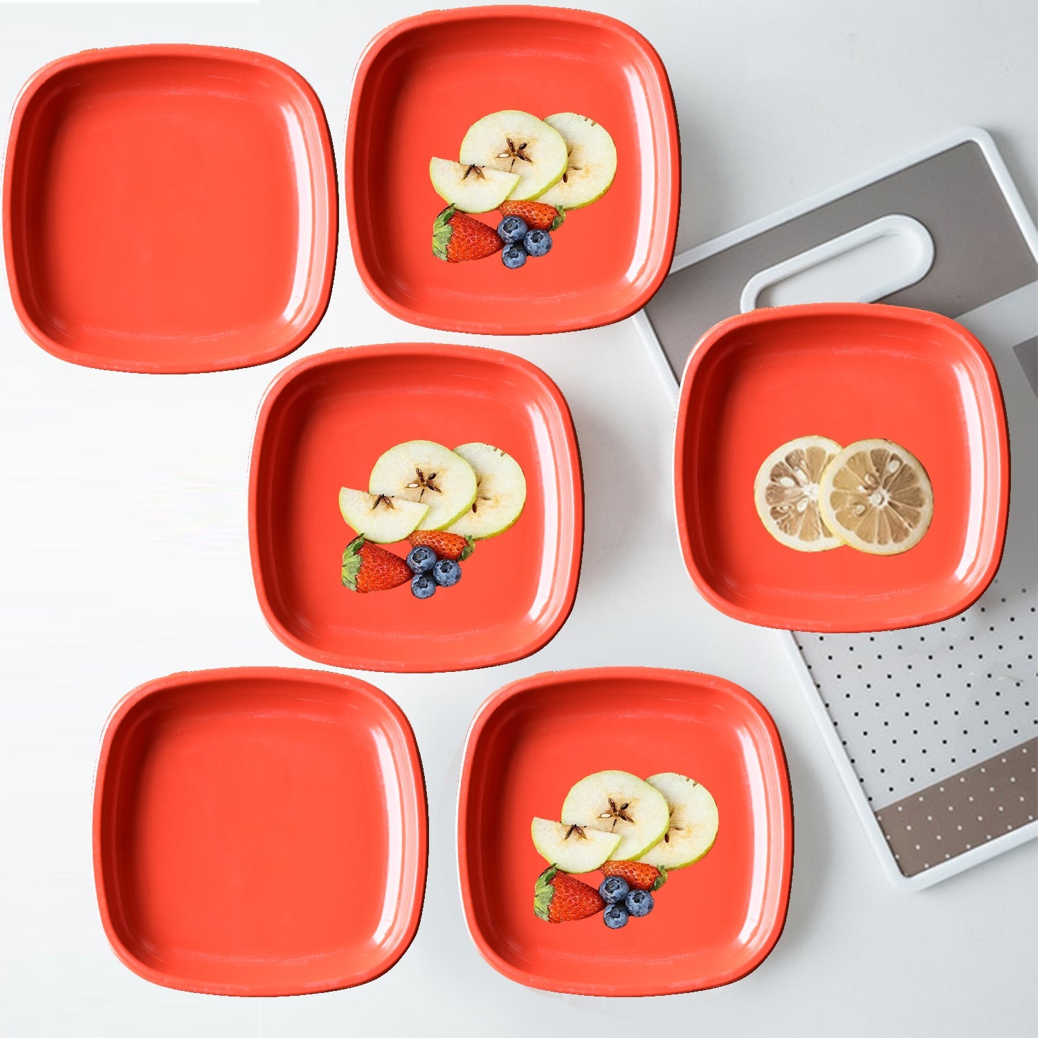 23941psd.jpg Microwave Safe Quarter Plates Square 6 Pcs, - Image 1