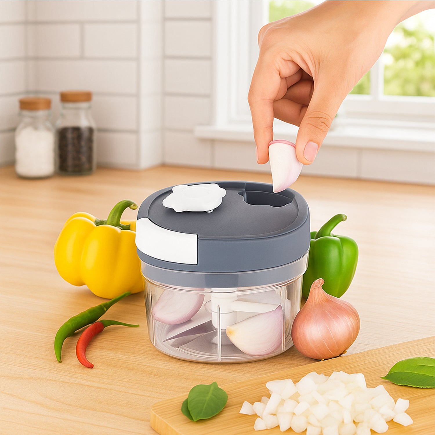 2673_squ_handy_chop_600ml.jpg Handy Chopper and Slicer for Chopping and Slicing Fruits Vegetables - Image 1