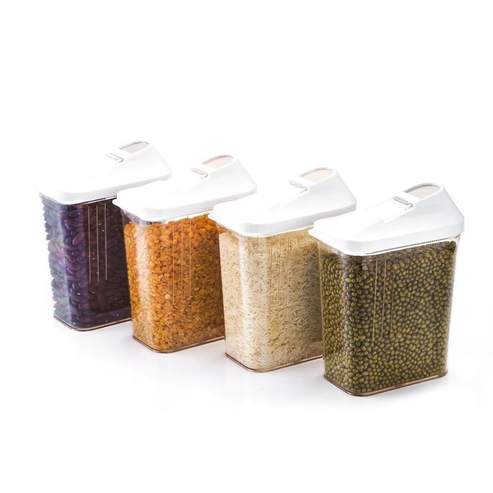 2_172ec586-cf23-4af7-9f43-bc41e59c1244.jpg Plastic Easy Flow Storage Jar with Lid (750ml, Set of 6) - Image 1