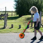 Plastic Single Wheel Push Run toy handle and two lights on wheel. push toy for Kids