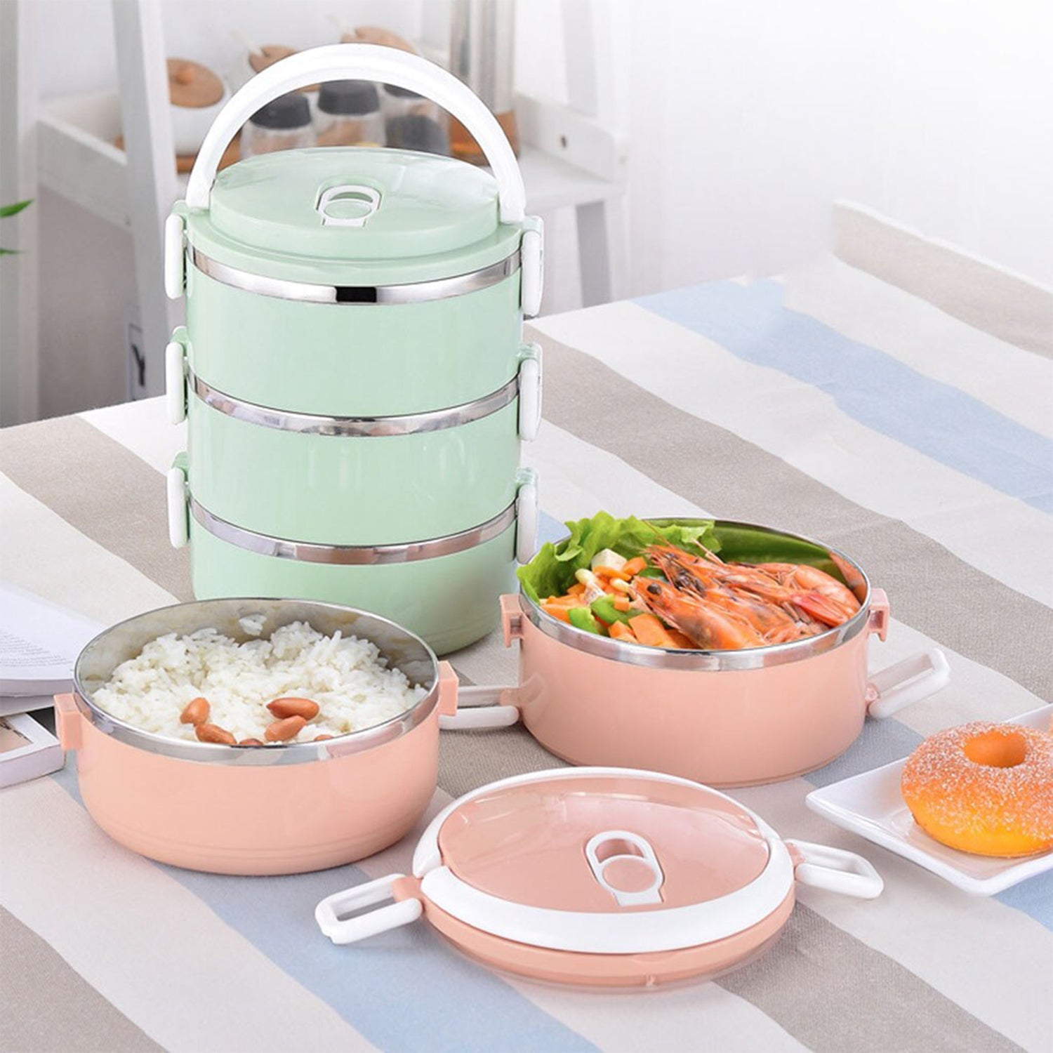 2image_0a58d519-b97b-4f0b-961f-0e88efd90b6b.jpg Multi Layer Stainless Steel Hot Lunch Box (3 Layer) - Image 1