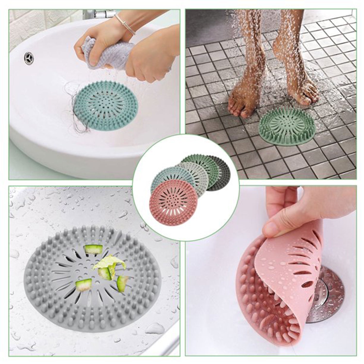 2image_9a1d4806-4198-4acc-b153-c3d4f99c3f61.jpg Shower Drain Cover – Prevents Clogging from Hair & Debris in Bathroom Floors - Image 1