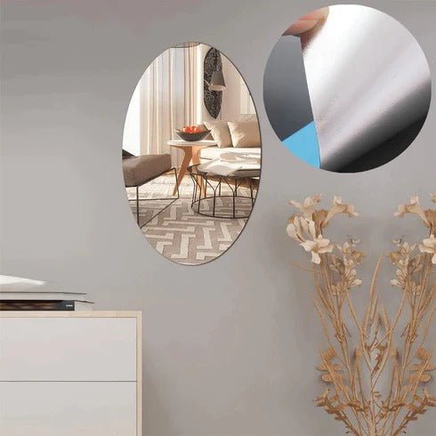 3_ada0825d-6937-45c3-bcdc-3c67ad840ebf.jpg SMALL OVAL FRAME LESS MIRROR WALL STICKER FOR DRESSING - Image 1