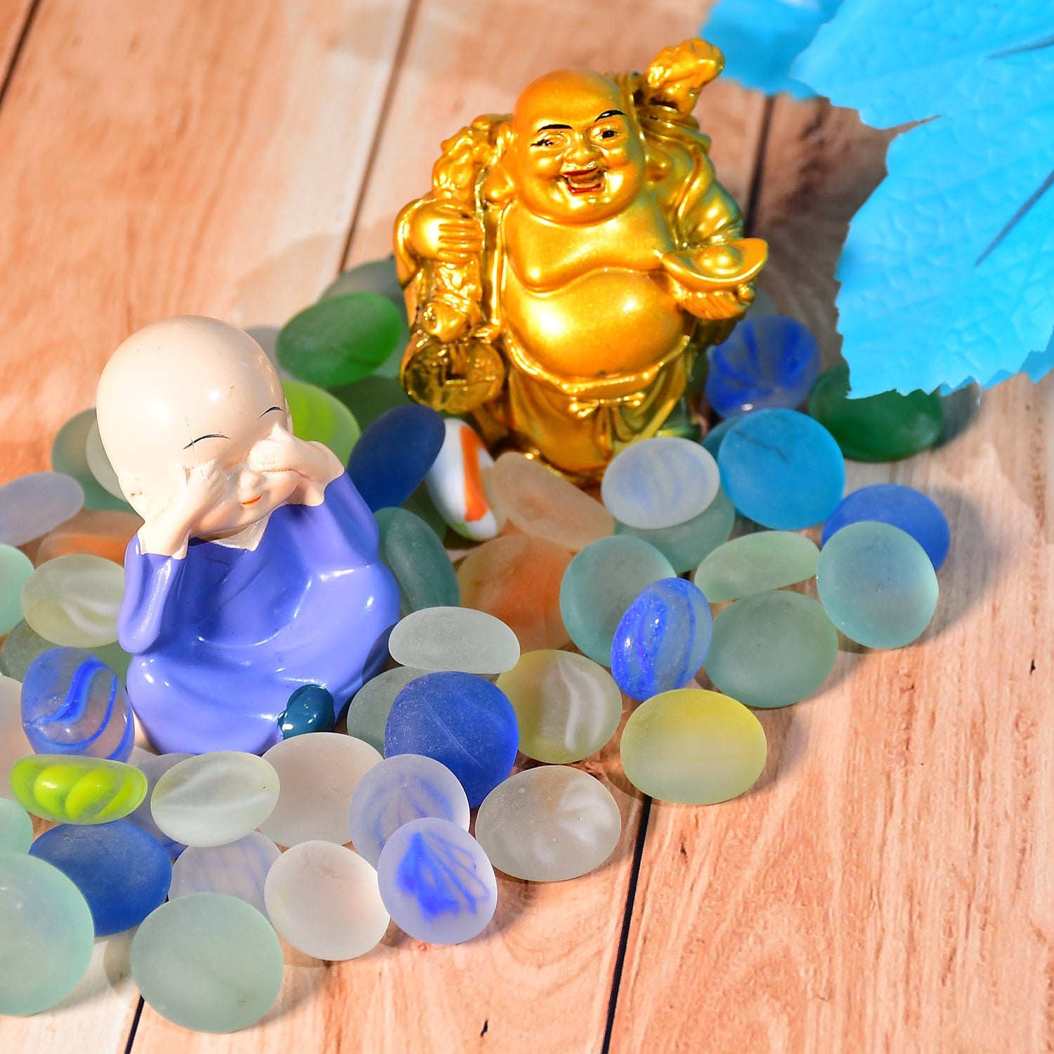 3_c62ef140-5223-48be-bc42-e40edd7738c6.jpg Glass Gem Stone, Flat Round Marbles Pebbles for Vase Fillers, Attractive pebbles for Aquarium Fish Tank. - Image 1