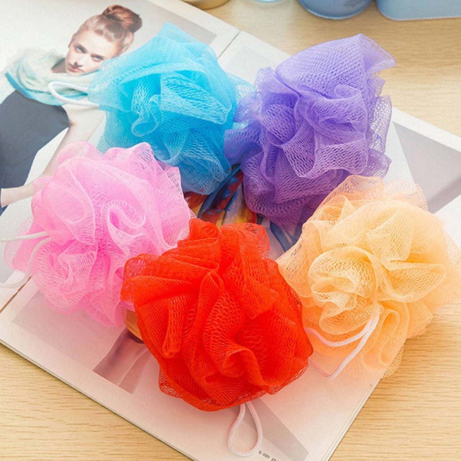 3image_30225c98-5bd8-482a-a533-3685f23a6e18.jpg Bath Shower Loofah Sponge Pouf Body Scrubber (Pack of 6Pcs) - Image 1
