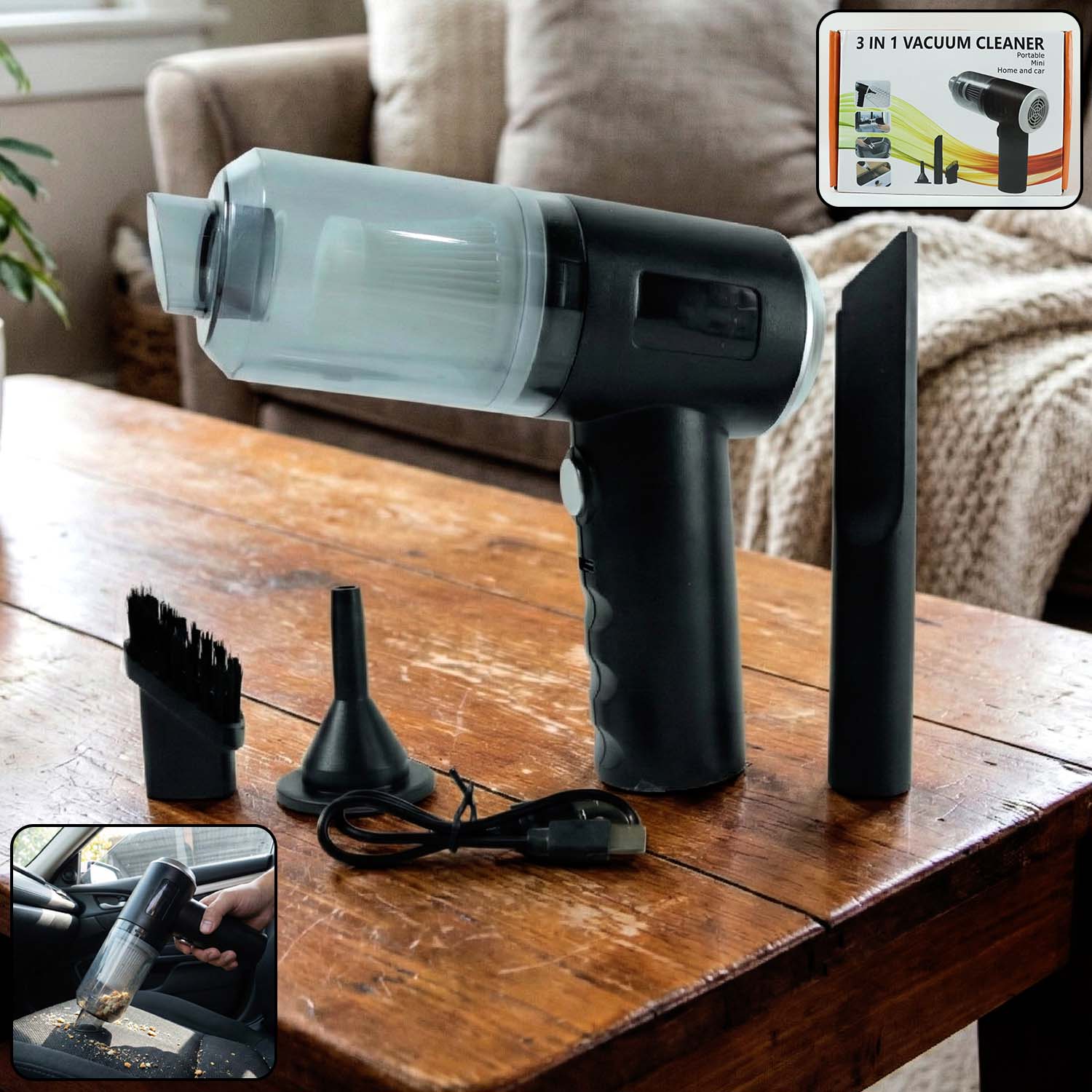 3in1Vacuumcleaner-WOSKU-01_92853fde-2a71-4058-a126-2bc5c7062d97.jpg 3 in 1 Mini Car Vacuum – Wireless, Rechargeable, Blower & Dust Cleaner for Car & Home - Image 1