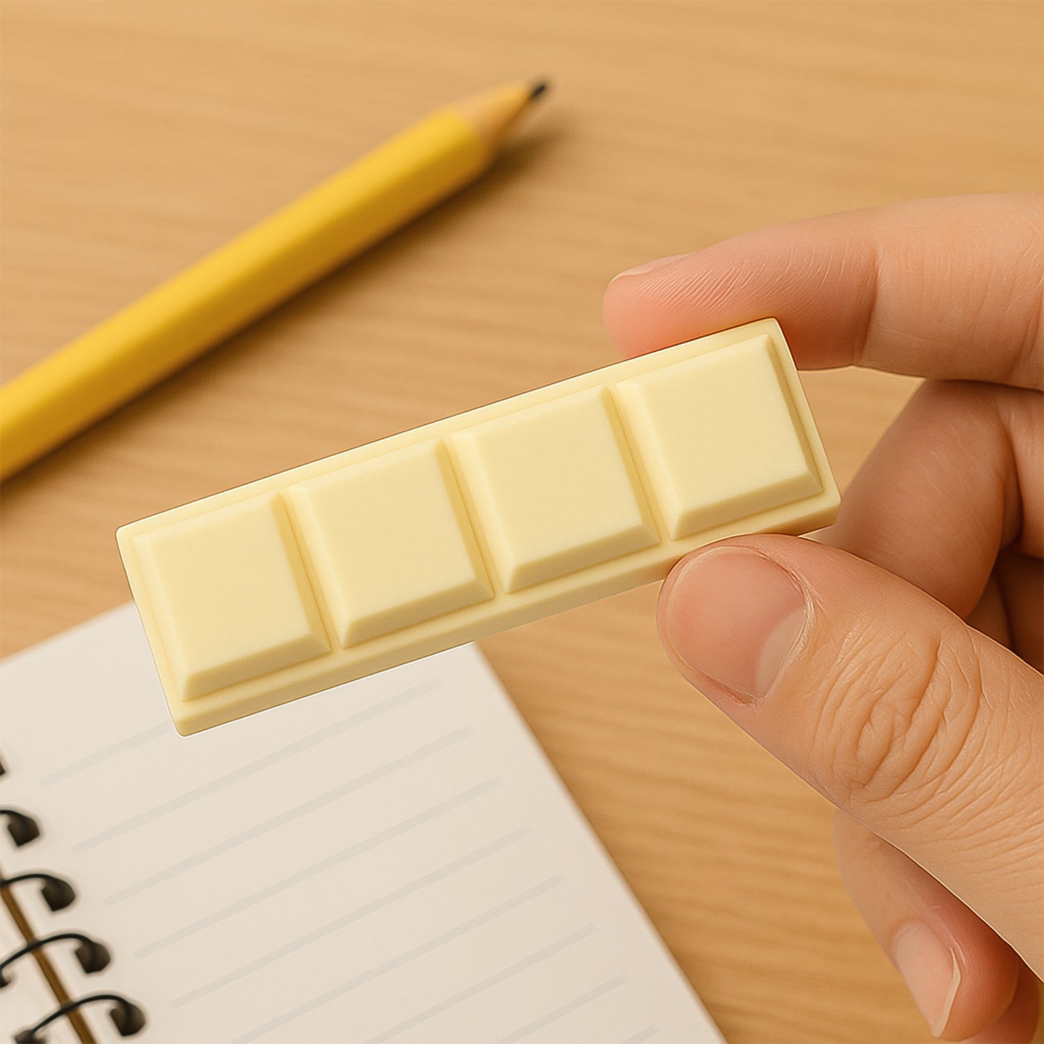 4168_chocolate_shape_eraser_1pc.jpg 3D Chocolate Shaped Soft Pencil Erasers for Kids School Rewards (1 Pc 4 Grid) - Image 1