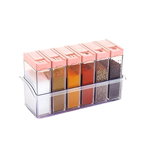 41kjORFTx0L_cd8e9bde-3f8e-46ea-8b57-c80f92f2b764.jpg Plastic Spice Jars (6 pcs, 14x22x8cm, Multicolour) - Image 1