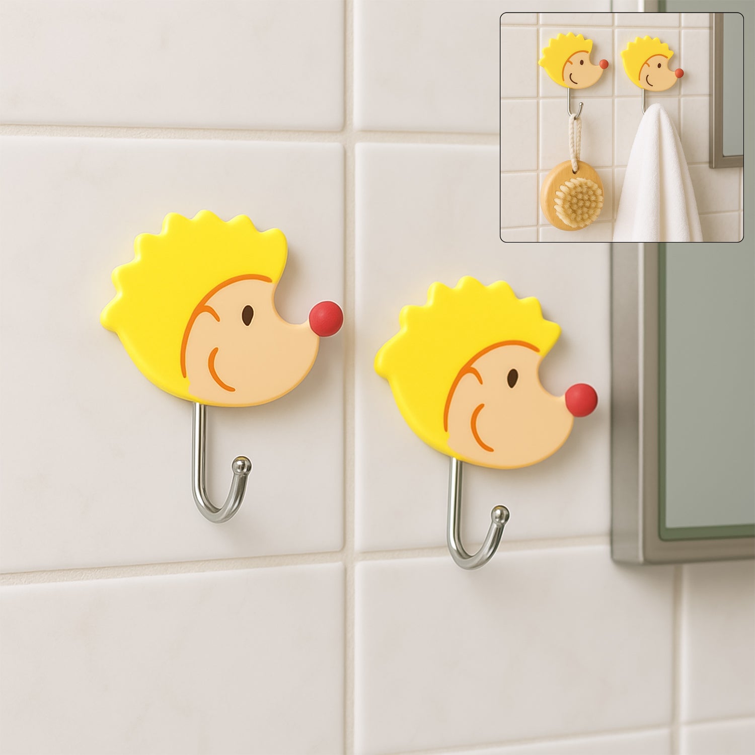 4269_adhesive_wall_hook_2pc_set_no13.jpg Multipurpose Self-Adhesive Hooks (Heavy Duty): Bathroom, Kitchen, Office - Image 1