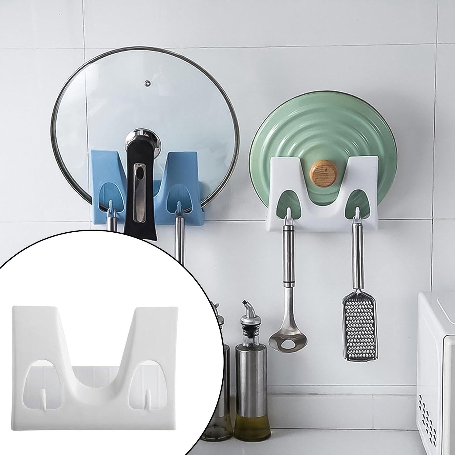 4304_pot_lid_holder_1pc.jpg Multifunction Kitchen Rack: Plate, Dish Rack, Pot Lid Holder (Wall Mounted) - Image 1
