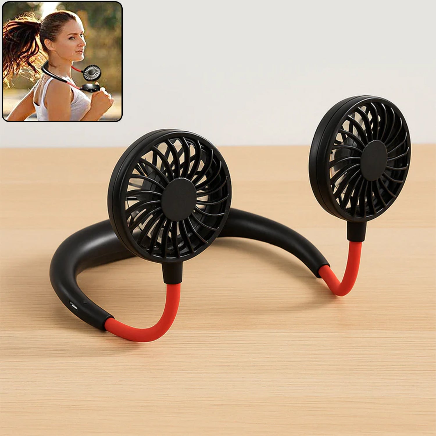 Portable USB Rechargeable Neck Fan – Hands-Free Cooling Fan - Image 1