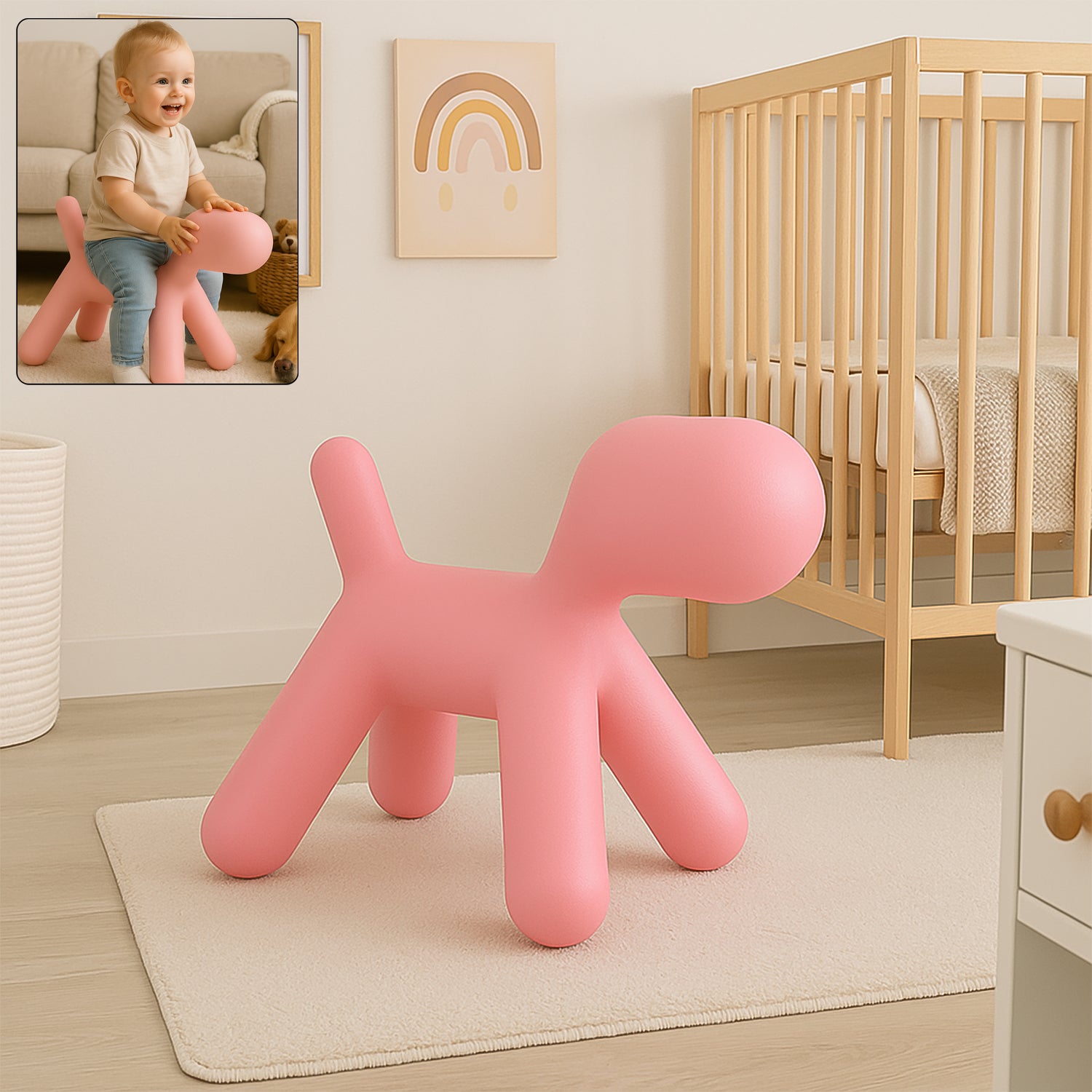 4315_animal_shape_chair_1pc.jpg Plastic Cute Animal Puppy Chair Dog Low Footstool for Bedroom Living - Image 1