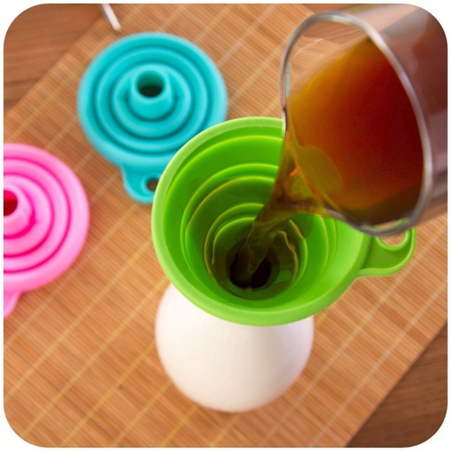 467705.jpg Silicone Funnel for Kitchen Use Oil Pouring Sauce Water Juice - Image 1