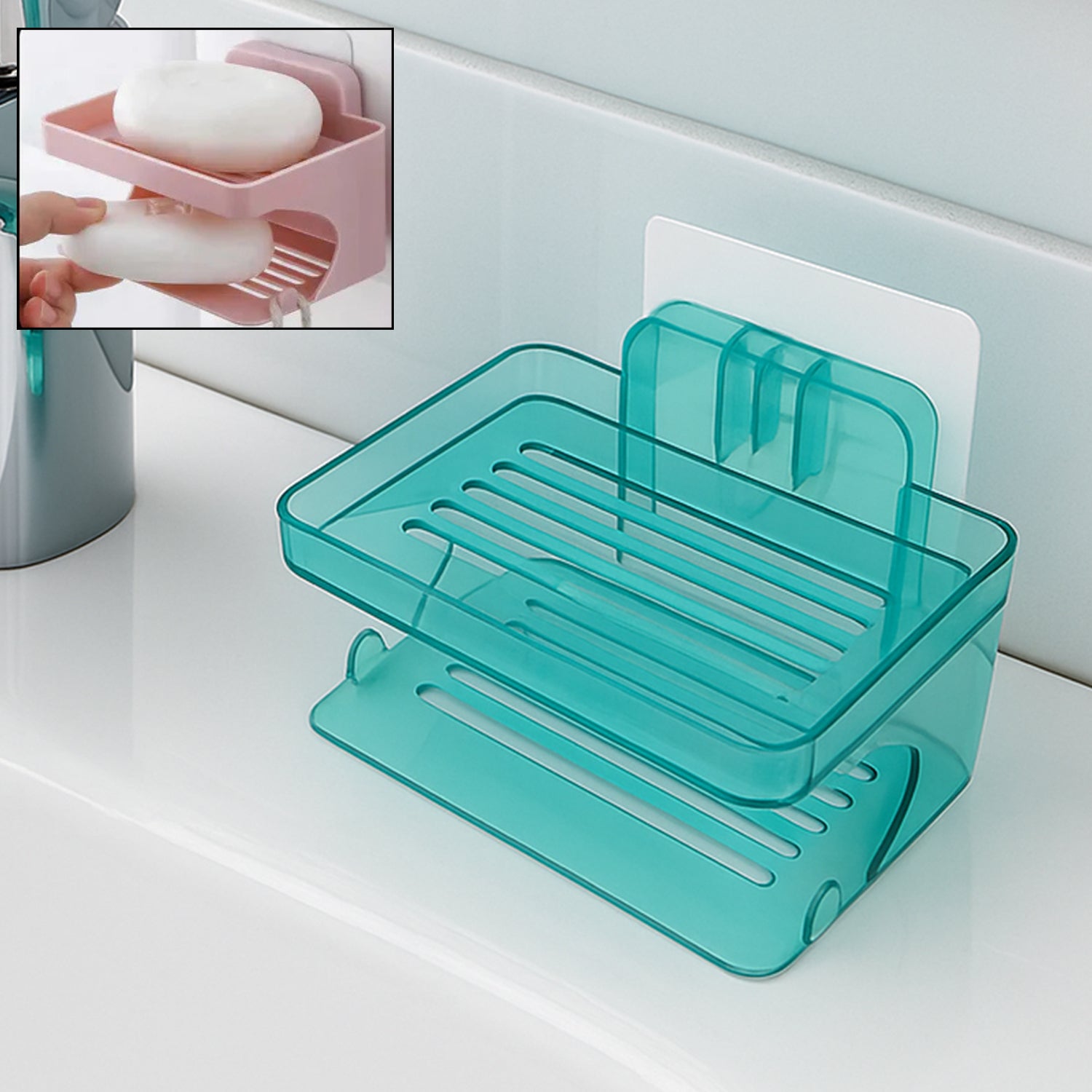 4759_2layer_soap_stand_1pc.jpg Wall Mounted 2 Layer Soap Holder with Hook (2 Layer 1 Pc) - Image 1