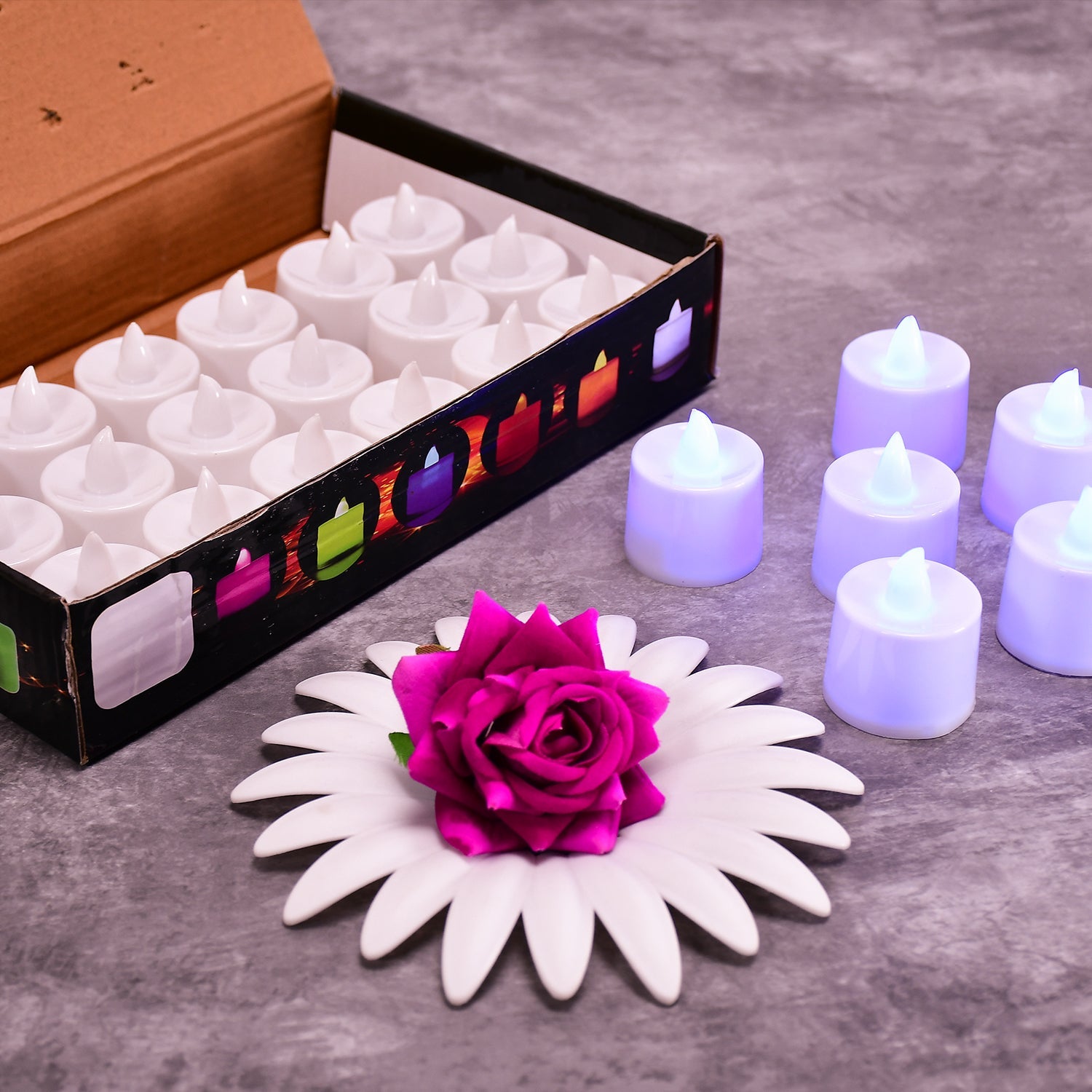 4_7014610c-b867-490d-b313-7a234f91f2d1.jpg Pink Flameless LED Tealights Smokeless Decorative Candles LED Tea Light Pack of 24 - Image 1
