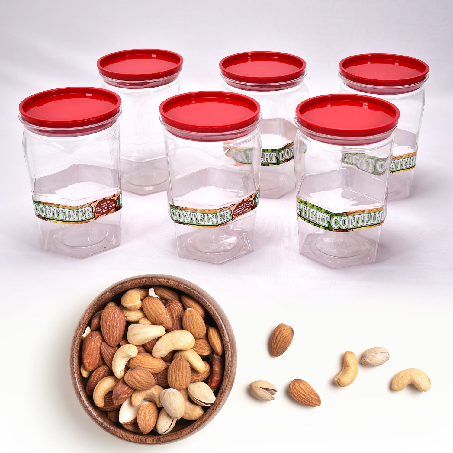 4_9408af02-5d05-464b-b268-a62e53a7ccea.jpg Air Tight Kitchen Storage Container (Approx - 1100Ml, Set of 6pcs) - Image 1